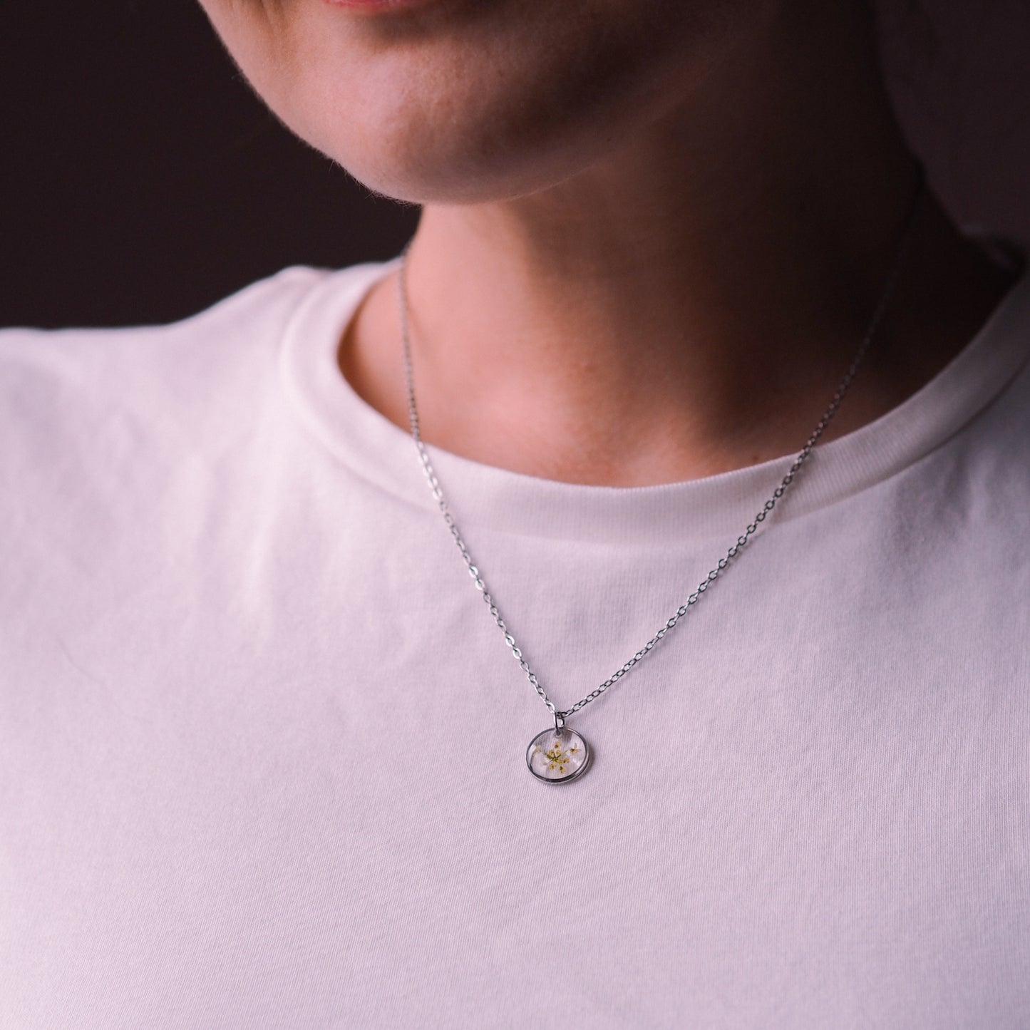 „Lace“ - Halskette mit echter Wilde Möhre, Edelstahl