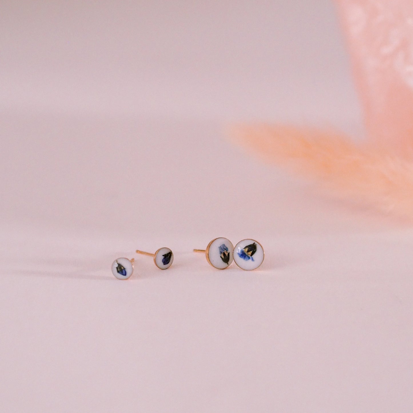 „Forget-Me-Not“ - Ohrstecker mit echten Vergissmeinnicht, 14k Goldfilled, 4mm