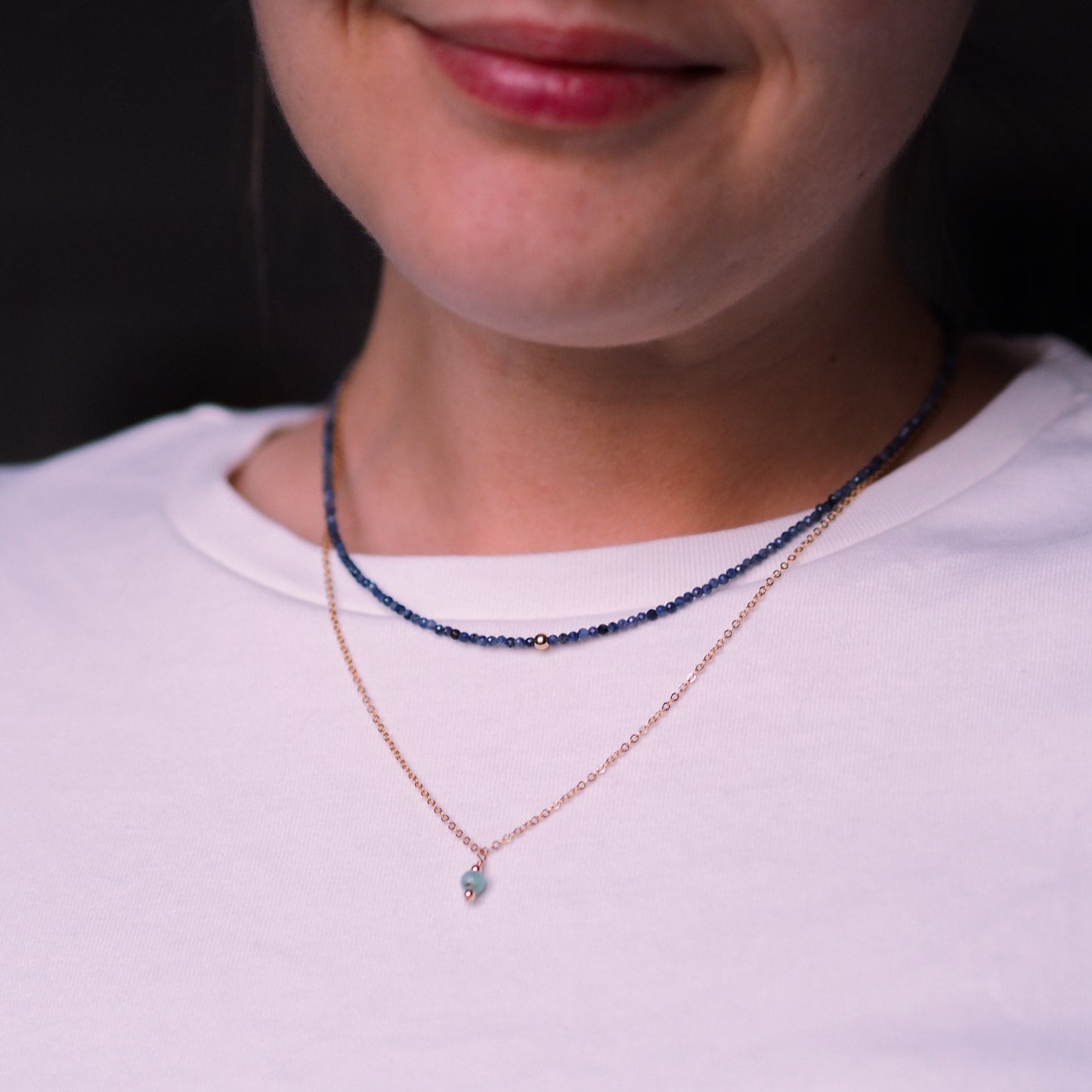 "Mare" - zarte Halskette mit Larimar Anhänger, 14k Goldfilled