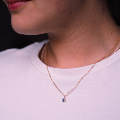 „Forget-Me-Not“ - feine Halskette mit echten Vergissmeinnicht, Anhänger 6mm, 14k Goldfilled