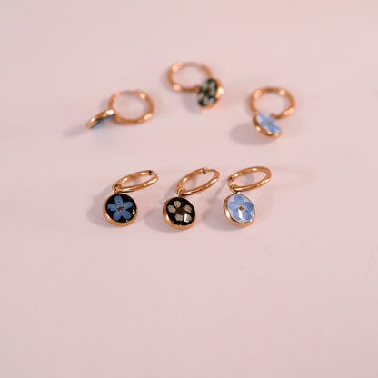 „Whimsy“ - Huggies mit echten Blüten, Edelstahl