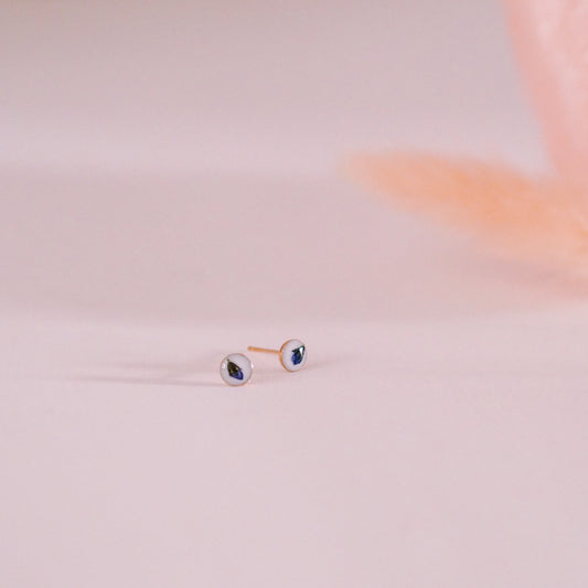 „Forget-Me-Not“ - Ohrstecker mit echten Vergissmeinnicht, 14k Goldfilled, 4mm