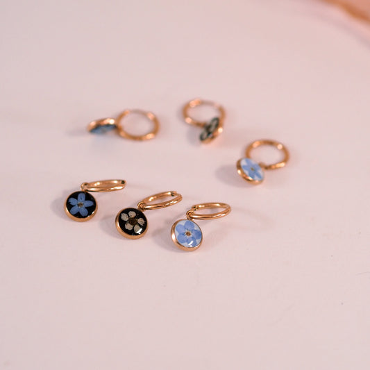 „Whimsy“ - Huggies mit echten Blüten, Edelstahl