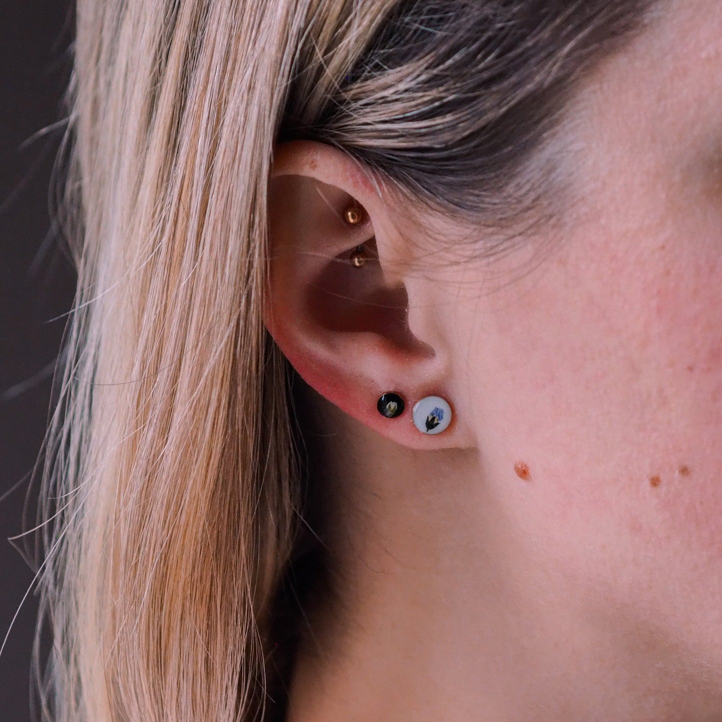 „Forget-Me-Not“ - Ohrstecker mit echten Vergissmeinnicht, 14k Goldfilled, 6mm