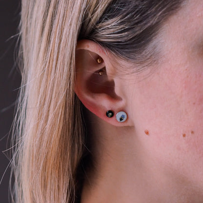„Forget-Me-Not“ - Ohrstecker mit echten Vergissmeinnicht, 14k Goldfilled, 6mm