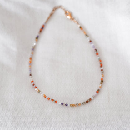 Fußkettchen „Zoe“ - bunter Zirkonia, 14k Goldfilled