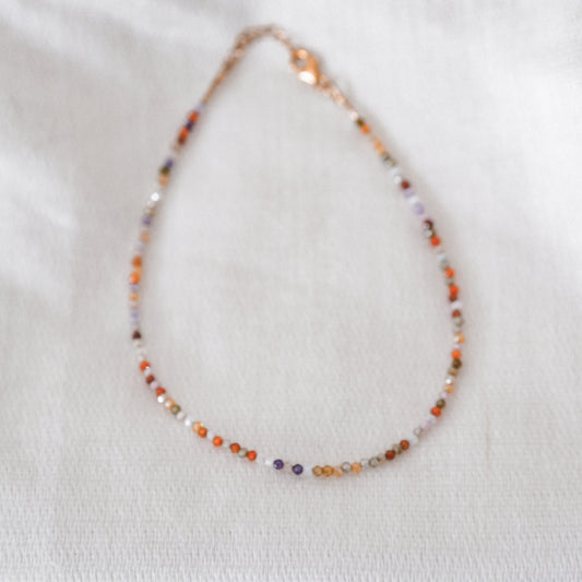Fußkettchen „Zoe“ - bunter Zirkonia, 14k Goldfilled