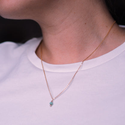 "Mare" - zarte Halskette mit Larimar Anhänger, 14k Goldfilled