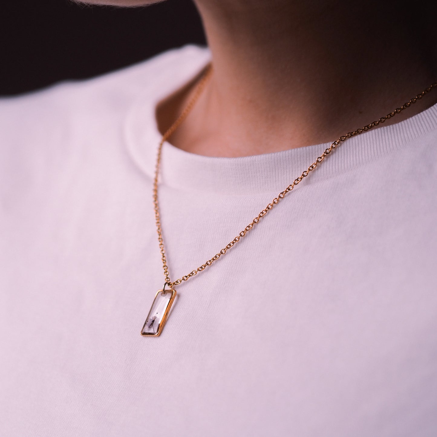 „Aira“ - Halskette mit echter Zwergspiere, Edelstahl