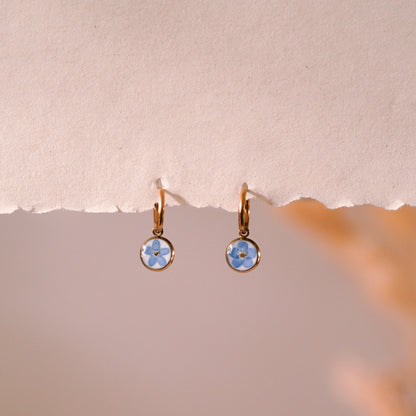 „Whimsy“ - Huggies mit echten Blüten, Edelstahl