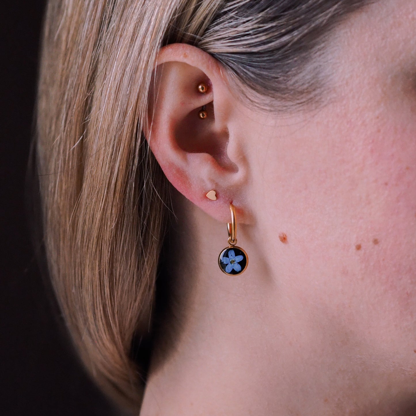 „Whimsy“ - Huggies mit echten Blüten, Edelstahl