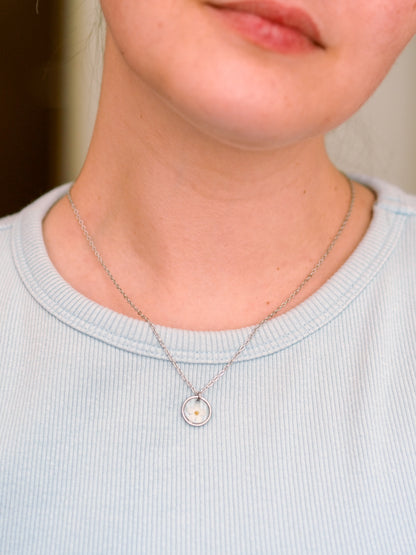 „Forget-Me-Not“ - Halskette mit echten Vergissmeinnicht, Edelstahl