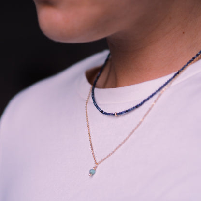 "Mare" - zarte Halskette mit Larimar Anhänger, 14k Goldfilled