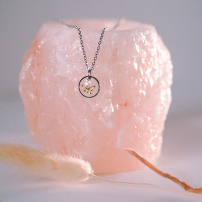 „Lace“ - Halskette mit echter Wilde Möhre, Edelstahl