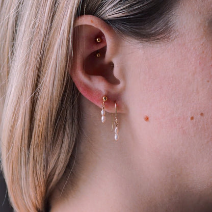 "Pearl Drop" - Ohrringe mit kleinen Süßwasserperlen, 14k Goldfilled