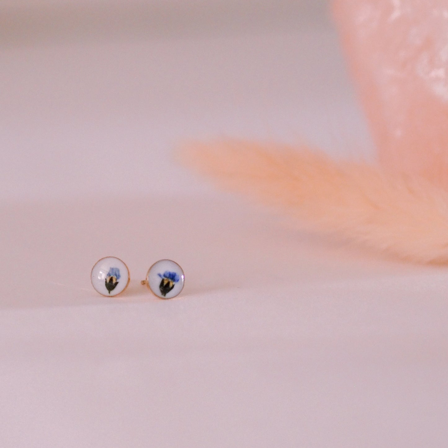 „Forget-Me-Not“ - Ohrstecker mit echten Vergissmeinnicht, 14k Goldfilled, 6mm