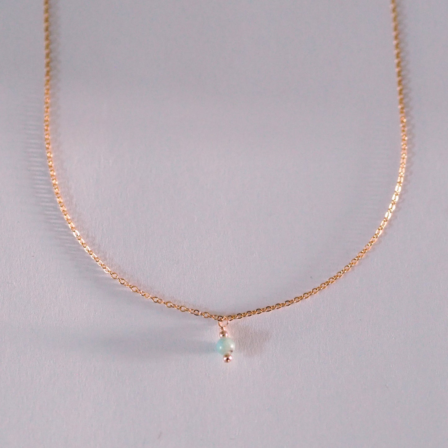 "Mare" - zarte Halskette mit Larimar Anhänger, 14k Goldfilled