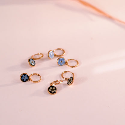 „Whimsy“ - Huggies mit echten Blüten, Edelstahl