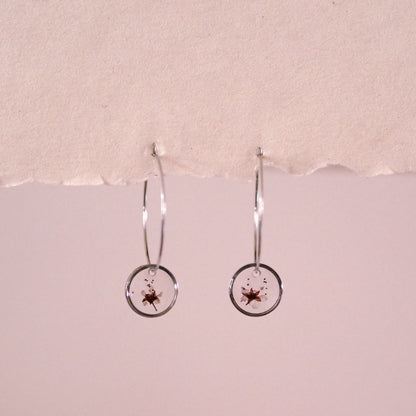 "Wildflower Hoops" - feine Creolen mit echten Blüten, Edelstahl