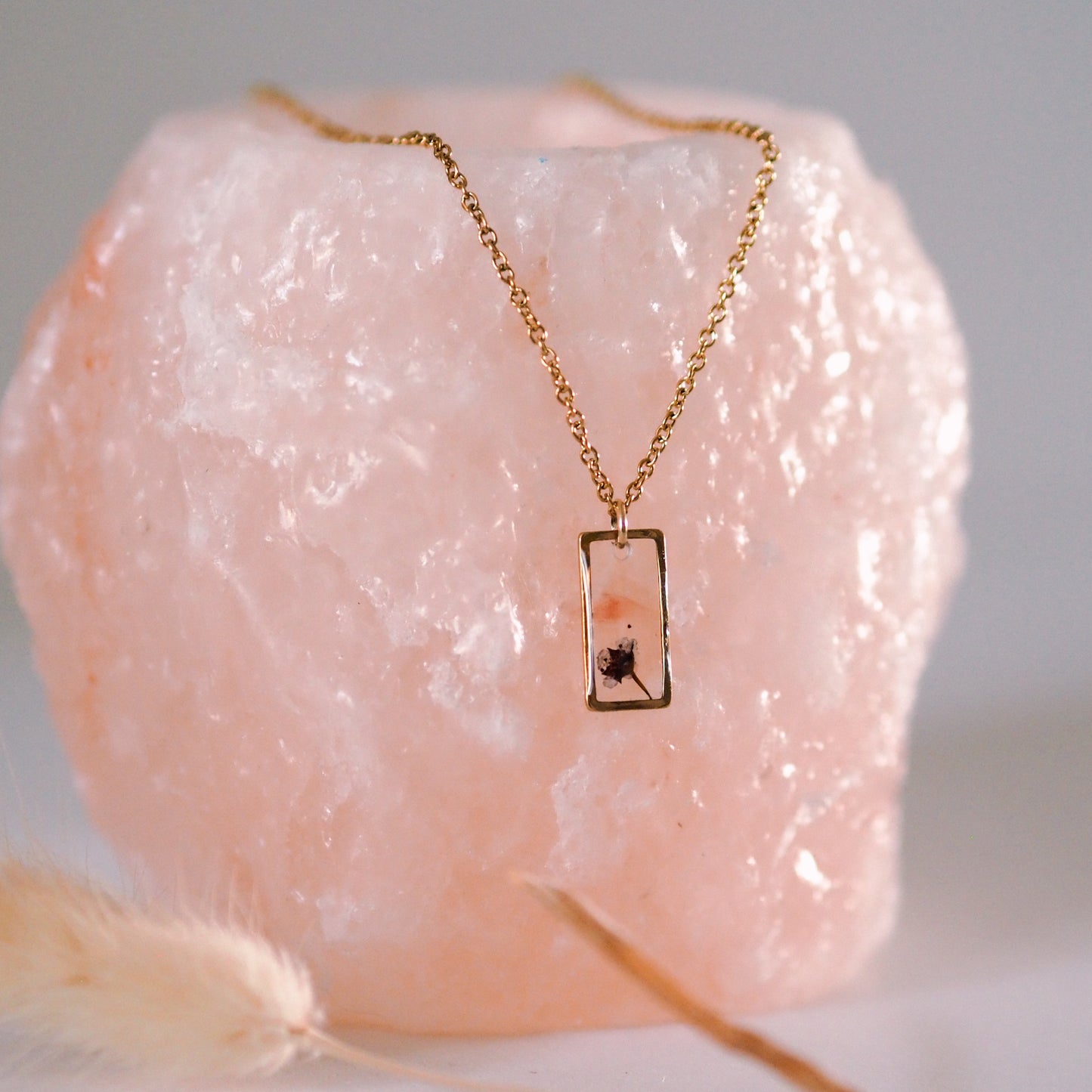 „Aira“ - Halskette mit echter Zwergspiere, Edelstahl