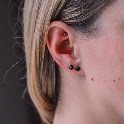 „Forget-Me-Not“ - Ohrstecker mit echten Vergissmeinnicht, 14k Goldfilled, 4mm