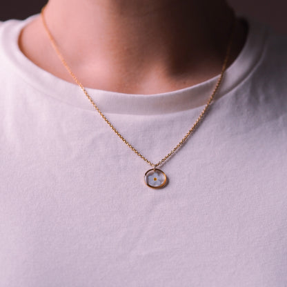 „Forget-Me-Not“ - Halskette mit echten Vergissmeinnicht, Edelstahl