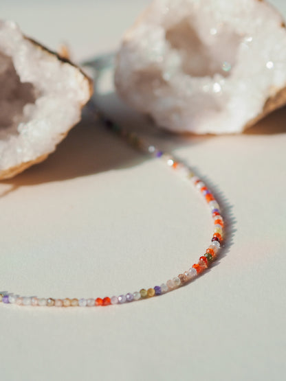 „Zoe“ - bunte Zirkonia Halskette, 14k Goldfilled