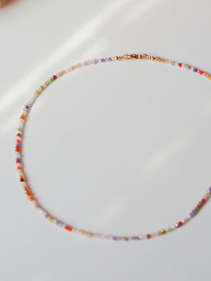 „Zoe“ - bunte Zirkonia Halskette, 14k Goldfilled