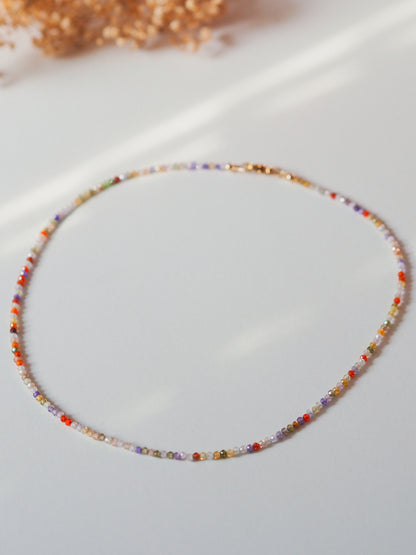„Zoe“ - bunte Zirkonia Halskette, 14k Goldfilled
