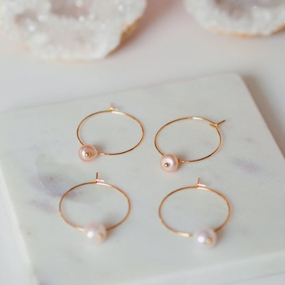 Pia Perlen Creolen Fokus rosefarben