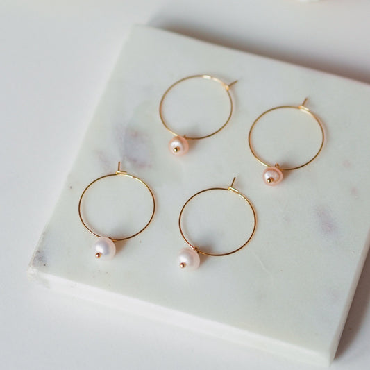 Süßwasserperlen Ohringe - Creolen gold