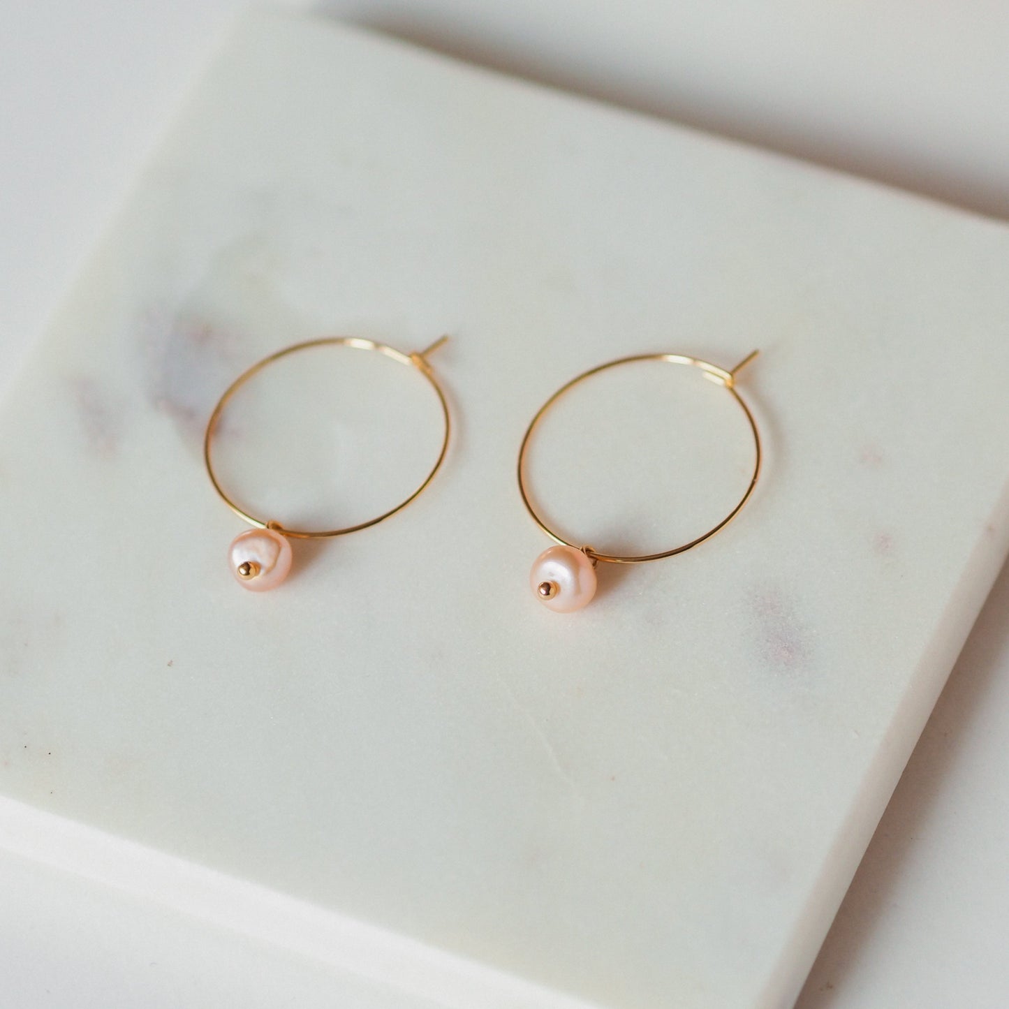 Pia Perlen Creolen gold rosefarben