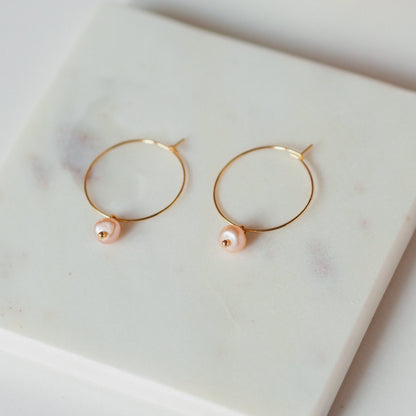 Pia Perlen Creolen gold rosefarben